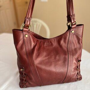 AMERICAN LEATHER CO | Delancy North-South Pebbled Leather Shoulder Bag-EUC